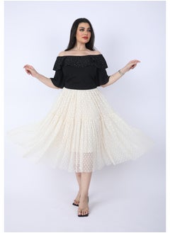 FULL JOY Elegant Two-piece set, Black Blouse And White Tulle Skirt  - Image 2