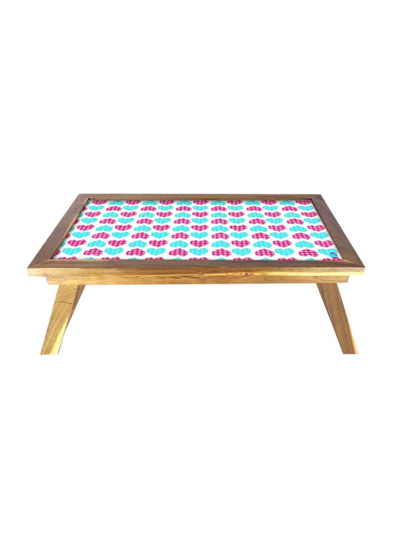 Nutcase Nutcase Designer Lapdesk Breakfast Bed TableFoldable Teak Wooden Study Desk Hearts Pink and Blue  - Image 2
