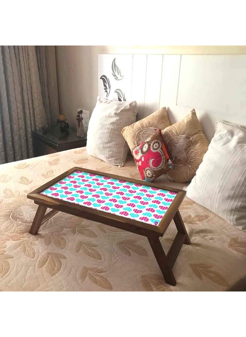 Nutcase Nutcase Designer Lapdesk Breakfast Bed TableFoldable Teak Wooden Study Desk Hearts Pink and Blue  - Image 1