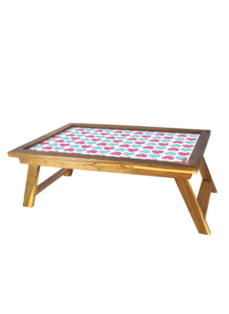 Nutcase Nutcase Designer Lapdesk Breakfast Bed TableFoldable Teak Wooden Study Desk Hearts Pink and Blue  - Image 3