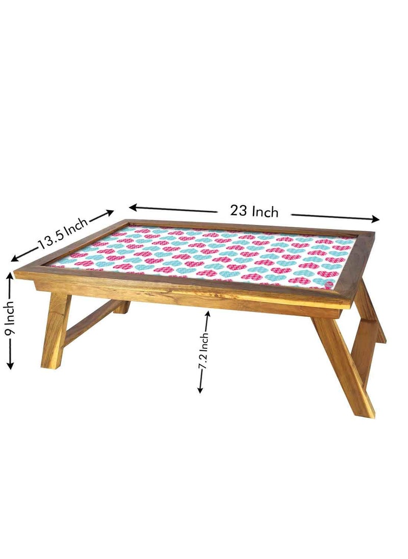 Nutcase Nutcase Designer Lapdesk Breakfast Bed TableFoldable Teak Wooden Study Desk Hearts Pink and Blue  - Image 5