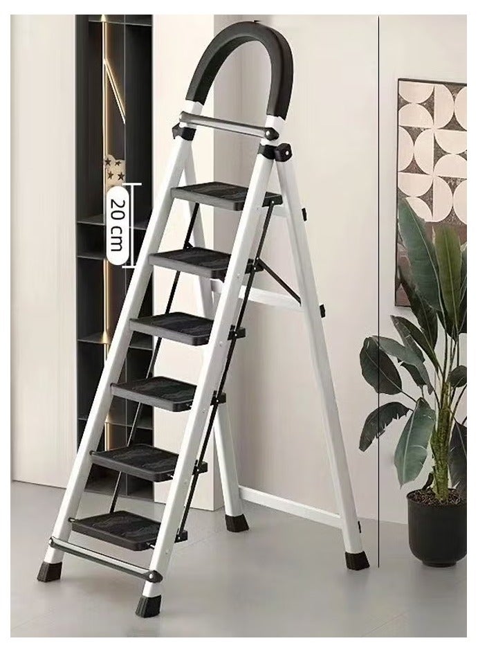 رافين سلم قابل للطي متعدد الوظائف من 6 خطوات مع مشبك مضاد للترهل للاستخدام الداخلي ورف تخزين مناسب للمطبخ والمنزل وغرفة المعيشة 44 × 105 × 160 سم - Image 3