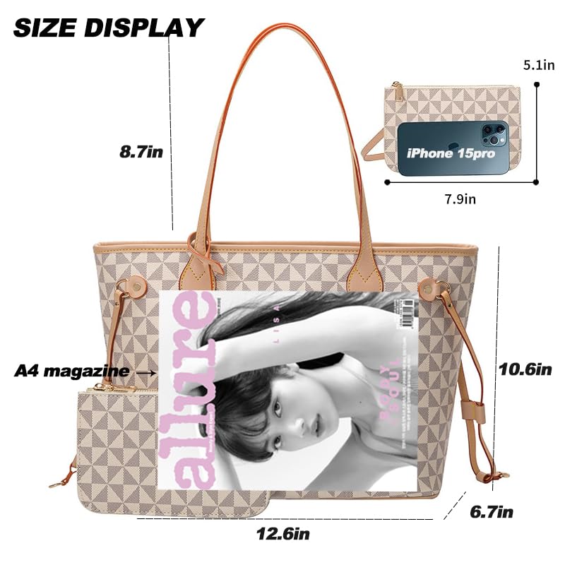 Fullishment Designer Tote Bag for Women â€“ 2 Pcs Handbag & Wallet Set,Top-Handle Satchel Shoulder Tote 12.6" Bag Fits Daily Essentials (White) - Image 5