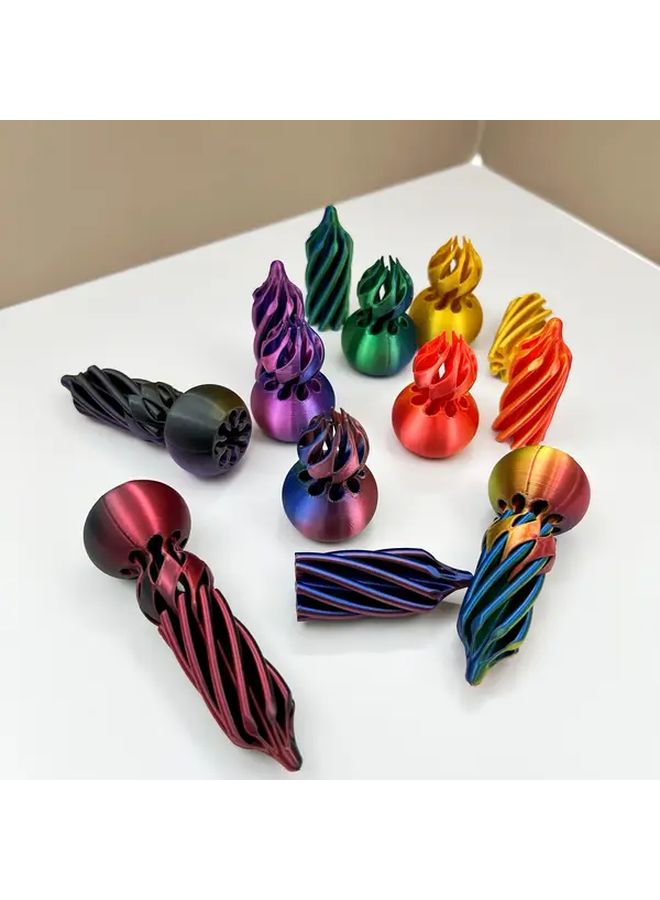 Golden Gradient 3D Printed Gourd Push Toy Set 2pcs Creative Home Decor Relax Puzzle - Image 5