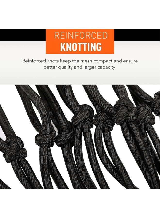 Generic Cargo Nets, 12 Aluminum Climbing Hooks, 12 ABS Plastic Clips, and a Fabric Bag, Premium Bungee Rope Net, Cargo Net, and Roof Tie Down Net  - Image 2