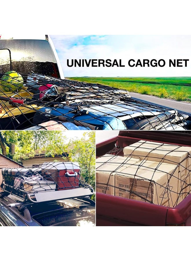 Generic Cargo Nets, 12 Aluminum Climbing Hooks, 12 ABS Plastic Clips, and a Fabric Bag, Premium Bungee Rope Net, Cargo Net, and Roof Tie Down Net  - Image 4