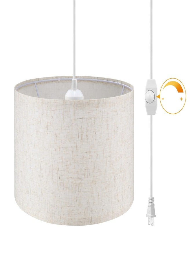 WimiSom Plug in Pendant Light,15 FT Hanging Lamp with Plug in Cord, Dimmable Switch, Pendant Lighting with Fabric Shade, Hanging Light Fixture for Living Room, Bedroom, Dining Room, Kitchen - Image 1