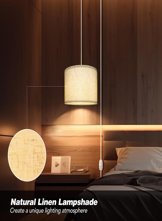 WimiSom Plug in Pendant Light,15 FT Hanging Lamp with Plug in Cord, Dimmable Switch, Pendant Lighting with Fabric Shade, Hanging Light Fixture for Living Room, Bedroom, Dining Room, Kitchen - Image 2