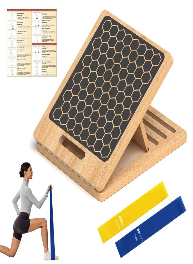 Dacimora Wooden Slant Board for Calf Stretching, Adjustable Portable Wooden Incline Board with Training Guide, 300 lb. Load Capacity, Physical Therapy Equipment for Legs, Knees, Heels and Ankles - Image 1