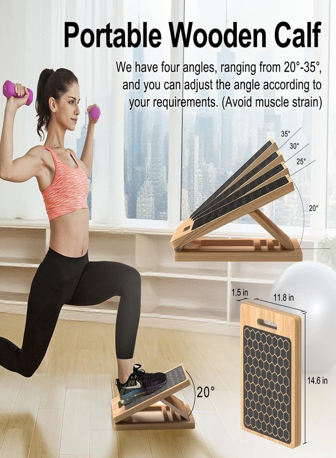 Dacimora Wooden Slant Board for Calf Stretching, Adjustable Portable Wooden Incline Board with Training Guide, 300 lb. Load Capacity, Physical Therapy Equipment for Legs, Knees, Heels and Ankles - Image 4