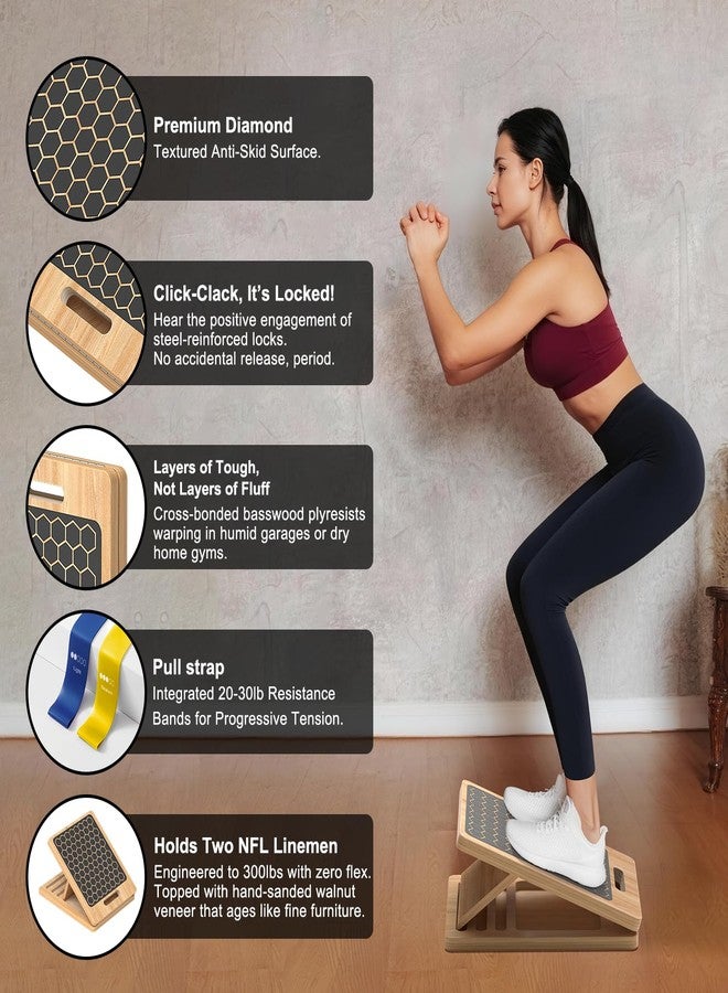 Dacimora Wooden Slant Board for Calf Stretching, Adjustable Portable Wooden Incline Board with Training Guide, 300 lb. Load Capacity, Physical Therapy Equipment for Legs, Knees, Heels and Ankles - Image 2