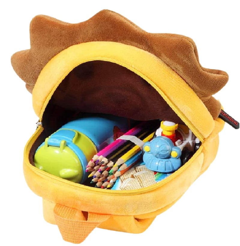 Frantic Kids Soft Cartoon Animal Travelling School Bag Soft Plush 2 Compartment Backpacks Boys Girls Baby For 2 To 5 Years Baby/Boys/Girls Nursery, Preschool, Picnic,(Little Lion), 10 Liters - Image 3