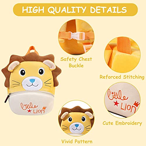Frantic Kids Soft Cartoon Animal Travelling School Bag Soft Plush 2 Compartment Backpacks Boys Girls Baby For 2 To 5 Years Baby/Boys/Girls Nursery, Preschool, Picnic,(Little Lion), 10 Liters - Image 5