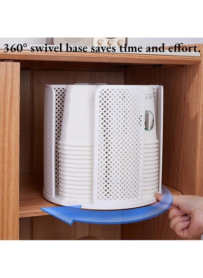 Hihonor Versatile Cup and Lid Organizer, 360°Rotating Coffee Cup Dispenser with 4 Compartments, Multifunctional Cup Storage Rack, Durable Paper Cup Holder for Home, Office, Bar, Coffee Shop  - Image 2