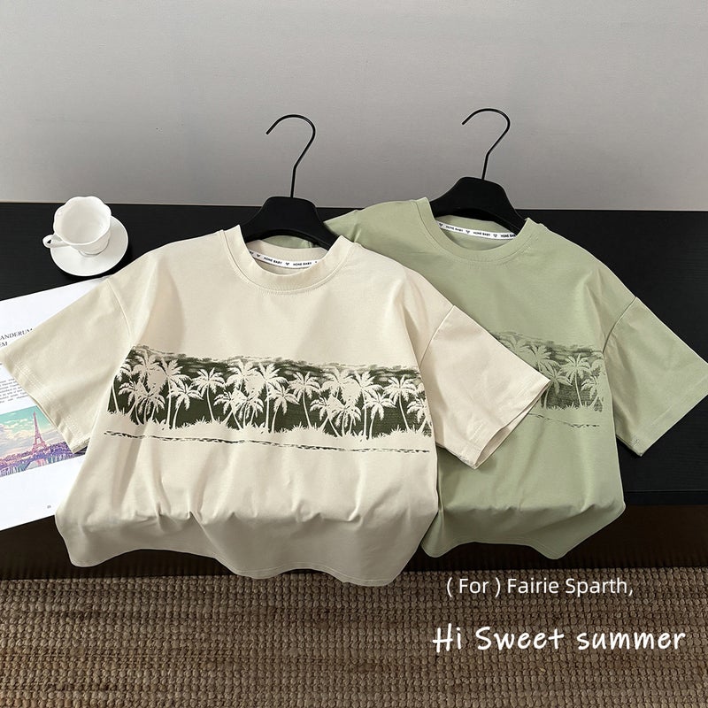 Ice Cool Summer Children'S Summer Ice Cool Solona Short-Sleeved Casual Cotton T-Shirt Stylist Korean Loose Top For Boys - Image 2