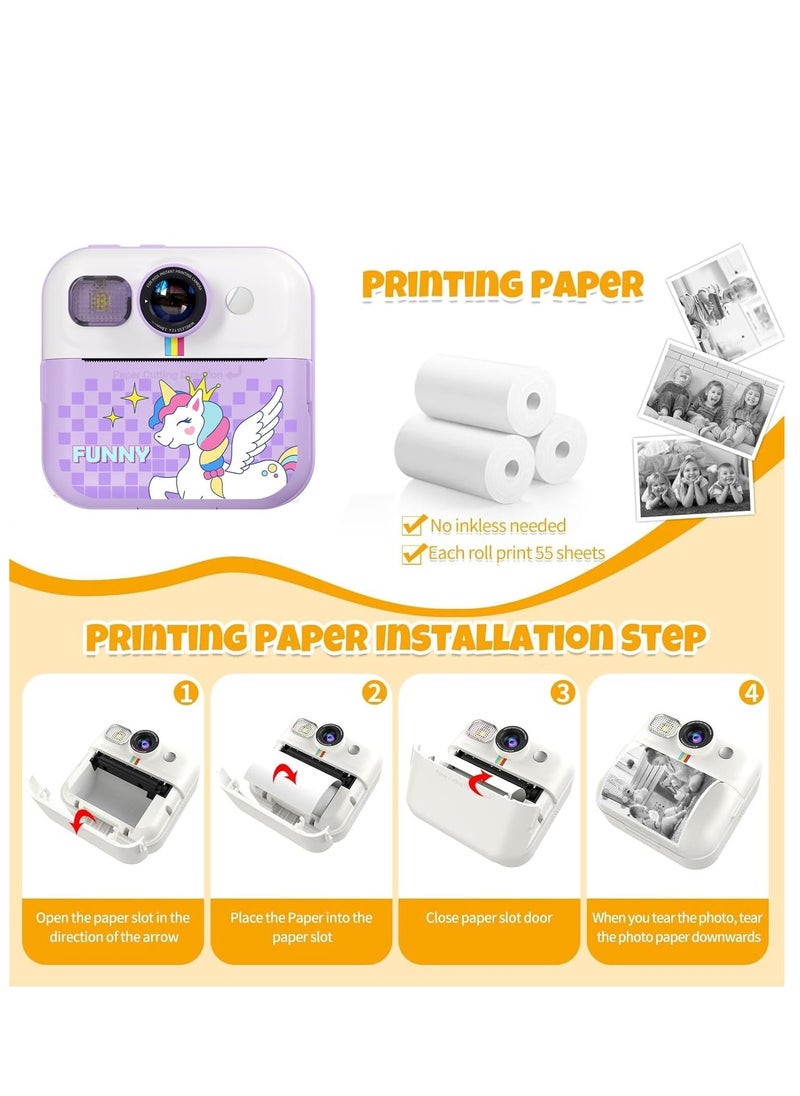 MOCOM CP02 Kids Instant Print Camera with 2.4" Screen, 1500mAh Battery, Expandable Storage up to 32GB, Thermal Printing, Digital Camera for Kids Ages 3-14, Birthday Gifts for Girls and Boys, HD Photography & Video Recorder, Toddler Camera Toy  - Image 4