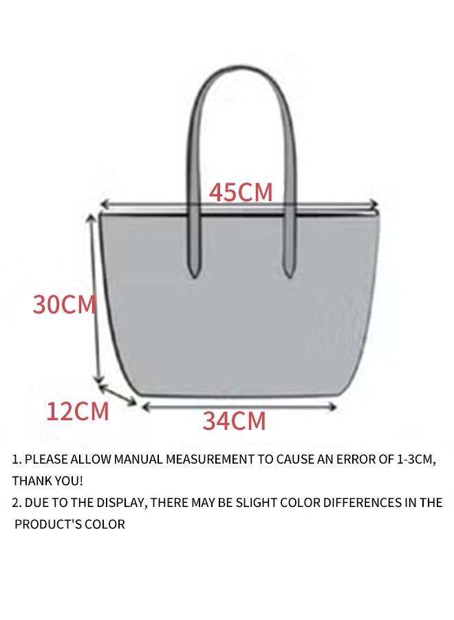 LACOSTE Women's L12.12 Concept Fashion Versatile Large Capacity Zipper Handbag Tote Bag Shoulder Bag Large Size Wine Red 45cm * 30cm * 12cm  - Image 4