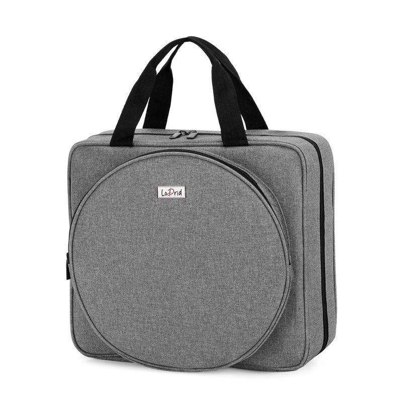 LoDrid Embroidery Project Bag, Square Embroidery Supplies Storage Tote Bag, Portable Craft Carry Case for Embroidery Kits and Cross Stitch Kits Tools, Multiple Pockets, Gray, Bag Only - Image 1