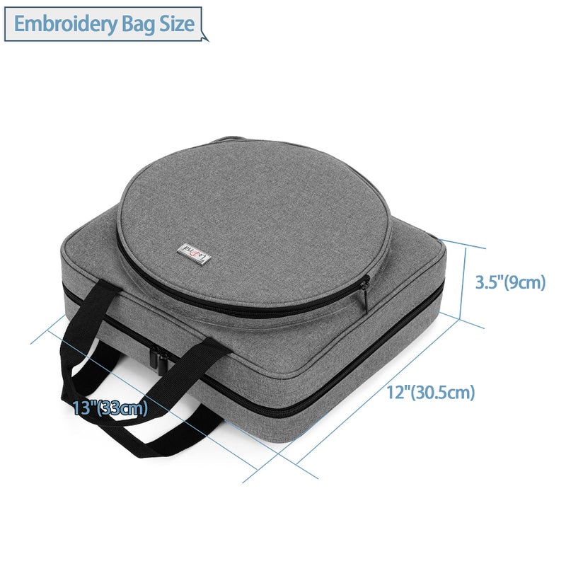 LoDrid Embroidery Project Bag, Square Embroidery Supplies Storage Tote Bag, Portable Craft Carry Case for Embroidery Kits and Cross Stitch Kits Tools, Multiple Pockets, Gray, Bag Only - Image 5