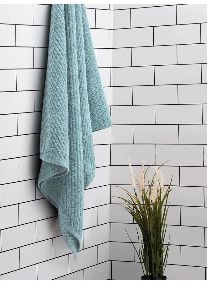 SPACES Spaces 100% Cotton Large (70 Cm X 150 Cm) | 400 GSM Dobby Solid Bath Towel (Delicate Blue)- Genesis  - Image 1