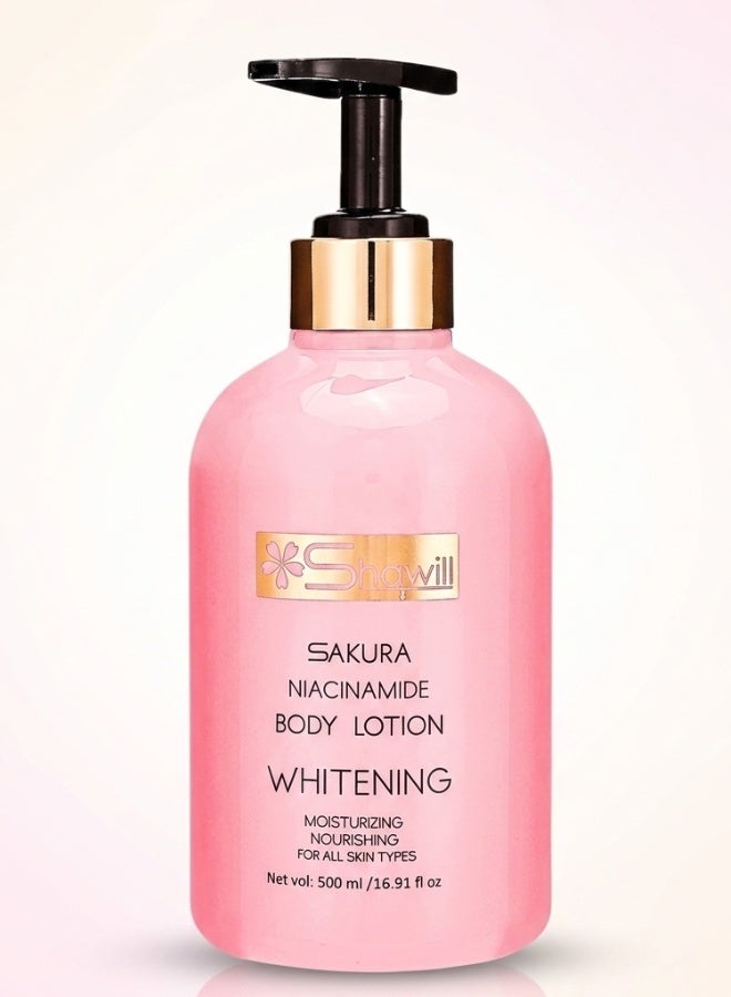 Shawill Sakura Niacinamide Body Lotion 500 ml Skin Brightening Moisturizing Hydrating Nourishing Body Care For Smooth Glowing Soft Skin - Image 1
