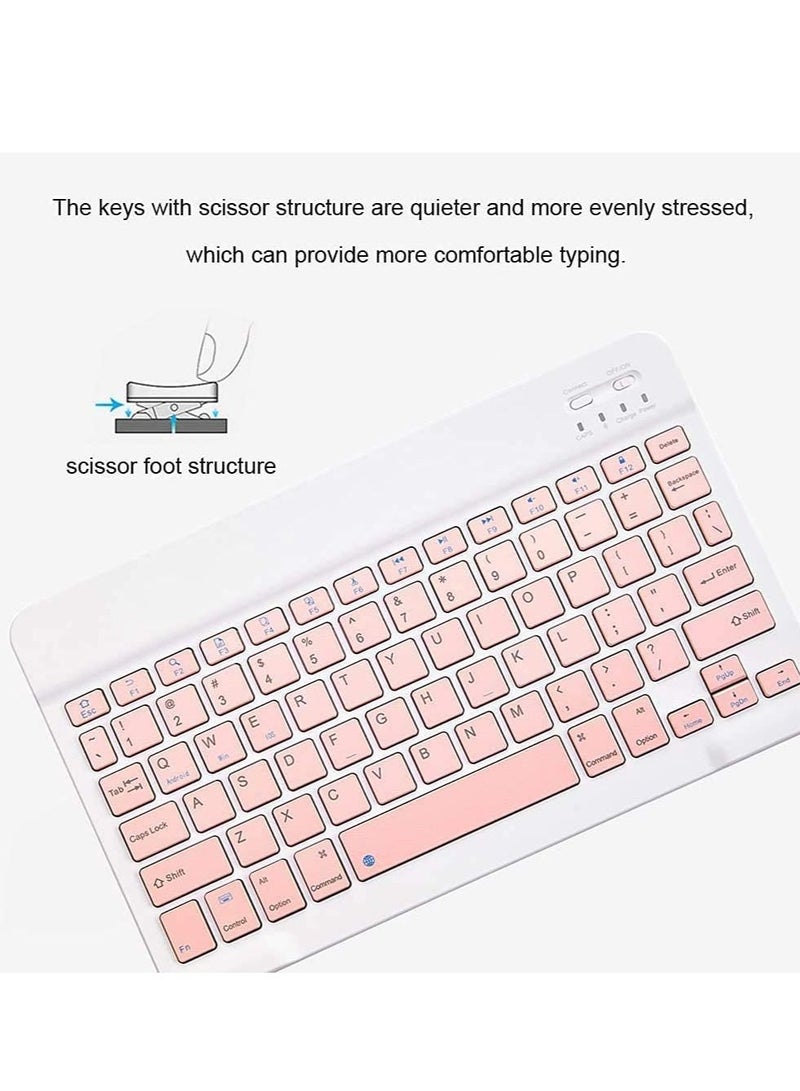 Rechargeable Bluetooth Keyboard and Mouse Combo Ultra-Slim Portable Compact Wireless Mouse Keyboard Set for Android Windows Tablet Cell Phone iPhone iPad Pro Air Mini, iPad OS/iOS 13 and Above (Pink) - Image 5