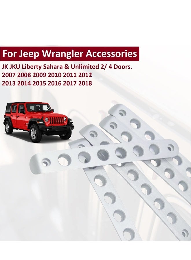 Generic 5Pcs Side Door Grab Handle Cover+ 5Pcs Push Button Knobs Covers Trim Compatible with Jeep Wrangler Accessories JK JKU Sahara Unlimited 4 Doors 2007-2018 Exterior Handles Pull Decor (Aluminum Silver) - Image 2