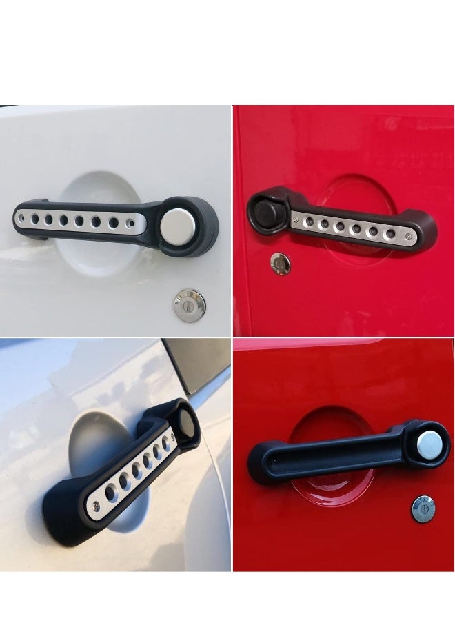 Generic 5Pcs Side Door Grab Handle Cover+ 5Pcs Push Button Knobs Covers Trim Compatible with Jeep Wrangler Accessories JK JKU Sahara Unlimited 4 Doors 2007-2018 Exterior Handles Pull Decor (Aluminum Silver) - Image 3