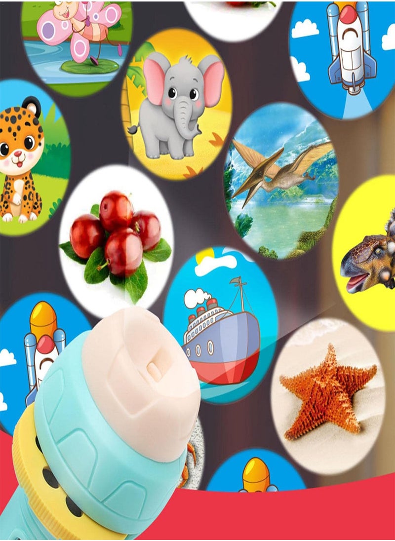GGOOT Children's Projector Flashlight, Projector Torch Toy For Kids, Educational Bedtime Cognition Device Projector, Baby Story Machine Animals Dinosaurs Fruits Vehicles Interactive Toys Educational Gift  - Image 4