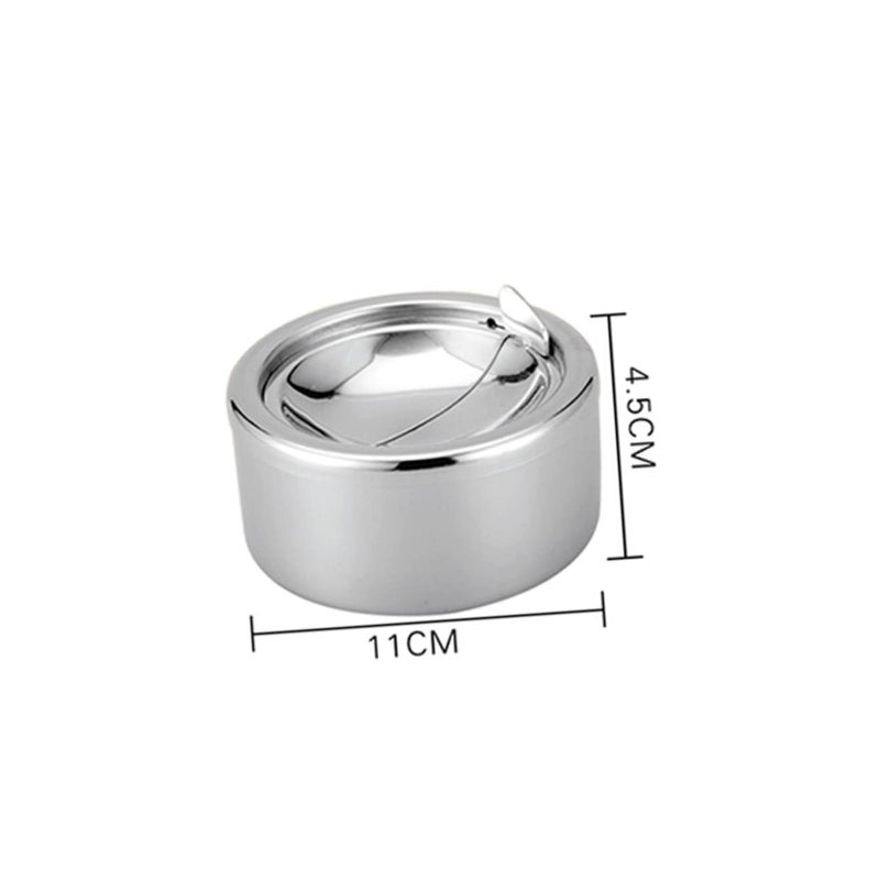 Automatic Slide Stainless Steel Windproof Ashtray With Lid Large Capacity Indoor Outdoor Use - Image 4