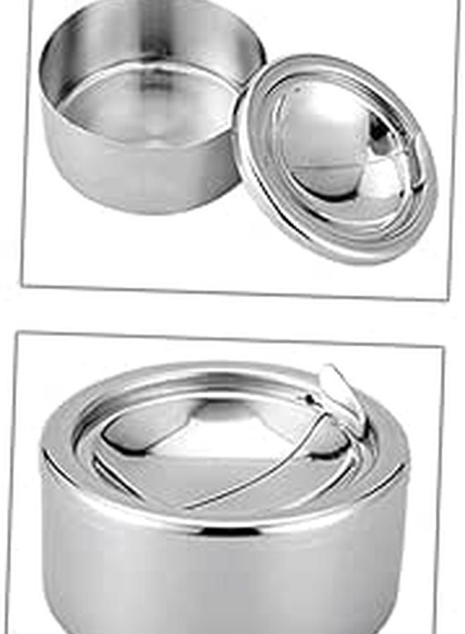 Automatic Slide Stainless Steel Windproof Ashtray With Lid Large Capacity Indoor Outdoor Use - Image 1