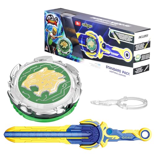 INFINITY NADO Spinning Top for Boys Metal Battle Tops Sword Launcher Battling Tops for Boys Girls 5 6 7 8 9 10 11 12 Years Standard Pack Lightning Leopard - Image 1