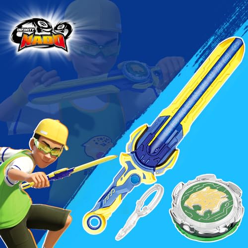 INFINITY NADO Spinning Top for Boys Metal Battle Tops Sword Launcher Battling Tops for Boys Girls 5 6 7 8 9 10 11 12 Years Standard Pack Lightning Leopard - Image 5