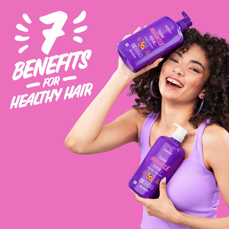 Aussie Total Miracle 7 Benefit Shampoo for Dry, Damaged Hair of All Types, Paraben-Free, 30.4 fl oz, 4-Pack - Image 4