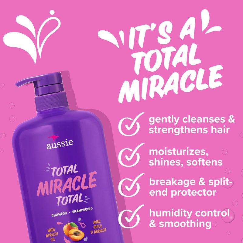 Aussie Total Miracle 7 Benefit Shampoo for Dry, Damaged Hair of All Types, Paraben-Free, 30.4 fl oz, 4-Pack - Image 3