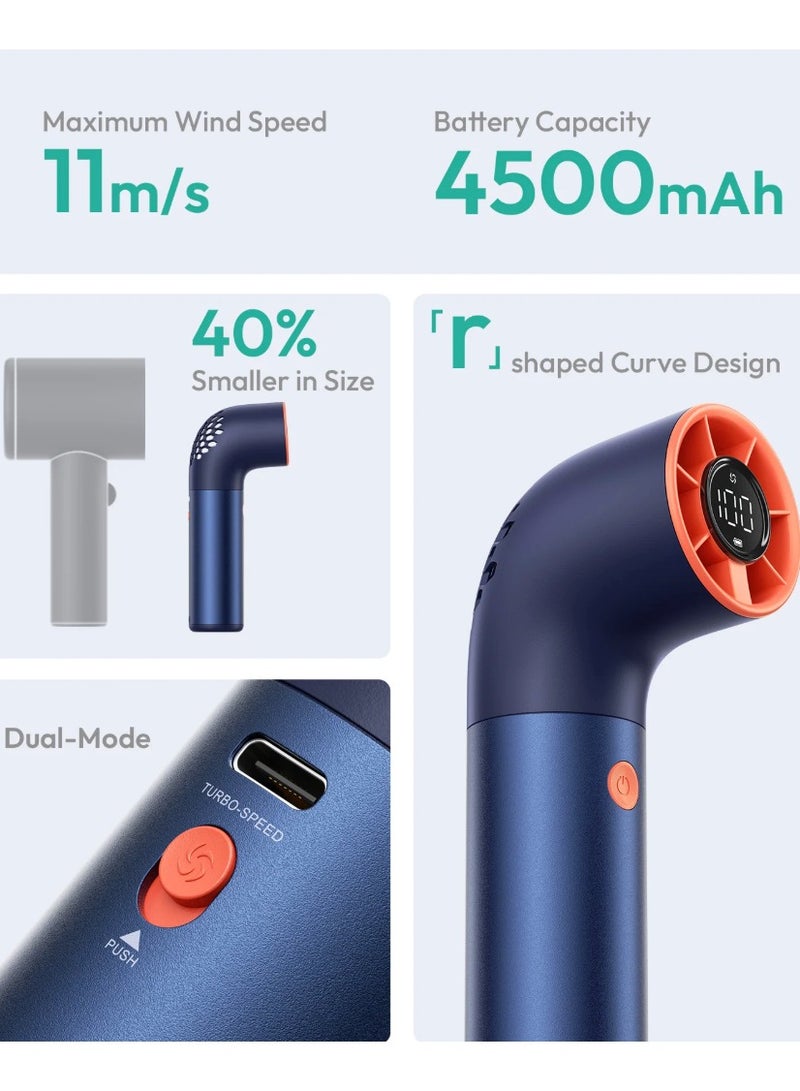 Aecooly Aero Ultra Portable Turbo Electric High‑Speed Handheld Fan – 4500 mAh, 4 Standard Mode + 3 Turbo Mode, LED Display, USB‑C (Blue & Orange) - Image 3