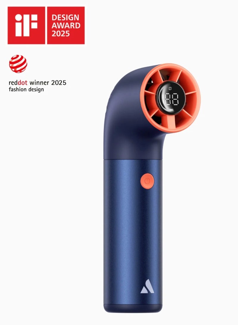 Aecooly Aero Ultra Portable Turbo Electric High‑Speed Handheld Fan – 4500 mAh, 4 Standard Mode + 3 Turbo Mode, LED Display, USB‑C (Blue & Orange) - Image 1