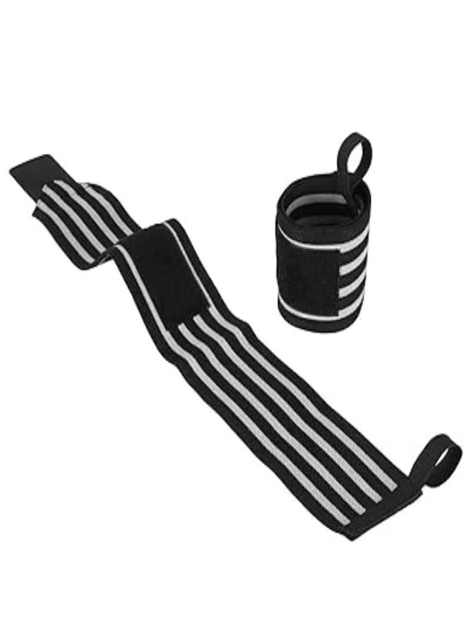 STYLERA Wrist Supporter for Gym Wrist Band Gym with Thumb Loop Straps - Wrist Wrap Gym Accessories for Men Hand Grip & Wrist Support Sports Straps for Gym, Weightlifting (PACK OF 1 PAIR, BLACK) - Image 2