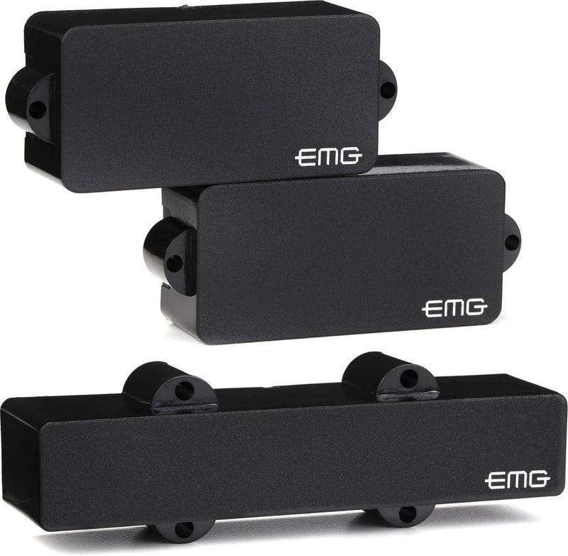 مجموعة بيك أب جيتار باص نشط EMG PJ - أسود