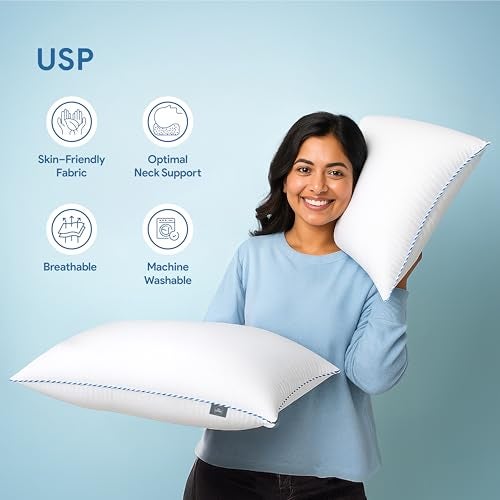 bien LIVING Softmax Pillow, Standard Size, 17x27 Inches, White, Pack of 2 - Image 5