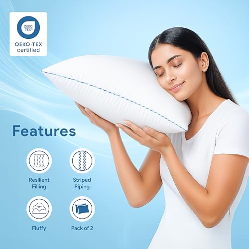 bien LIVING Softmax Pillow, Standard Size, 17x27 Inches, White, Pack of 2 - Image 4