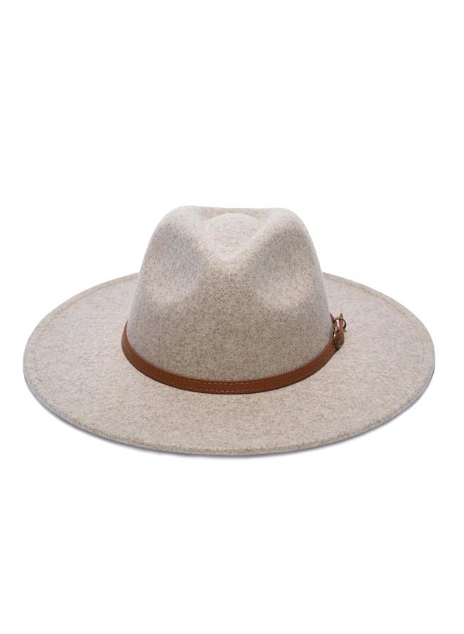 YOUBADU Wide Brim Fedora Hat for Women, Faux Wool Felt, Animal Print Band, Classic Western Style, Beige Braid, M/One size - Image 2