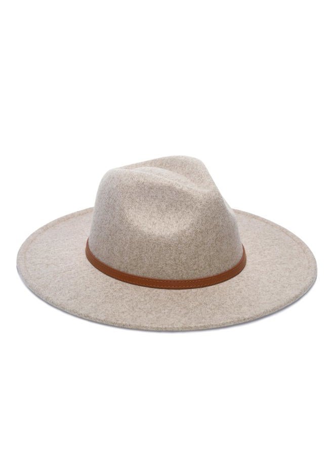 YOUBADU Wide Brim Fedora Hat for Women, Faux Wool Felt, Animal Print Band, Classic Western Style, Beige Braid, M/One size - Image 3