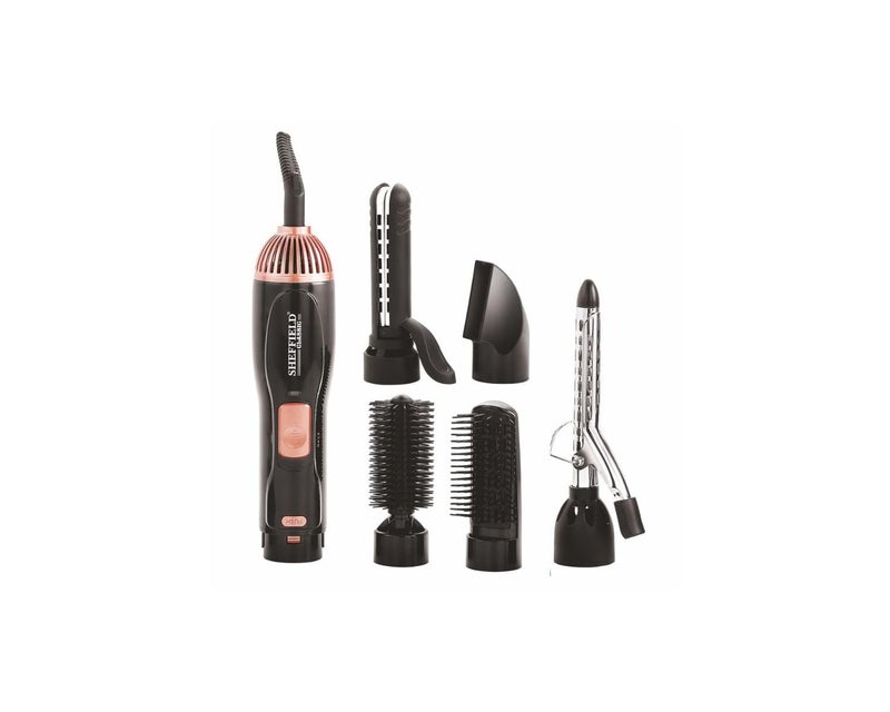 Sheffield Classic 5‑in‑1 Hair Styling Set | 800W Curler, Straightener & Blow Dryer with Round Comb & Nozzle | Multi‑Function Hair Styler for Home & Salon Use | Ideal Gift for Women – Black - Image 1