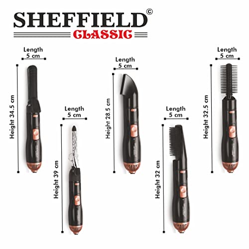 Sheffield Classic 5‑in‑1 Hair Styling Set | 800W Curler, Straightener & Blow Dryer with Round Comb & Nozzle | Multi‑Function Hair Styler for Home & Salon Use | Ideal Gift for Women – Black - Image 3