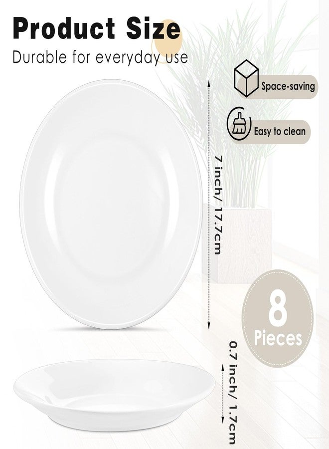 Dyrfolm Ceramic Dinner Plates Set of 8, 7 inch White Salad Plates, Porcelain Dessert Plate,Small Appetizer Plate for Cake Snacks Fruit,Microwave Oven and Dishwasher Safe - Image 2
