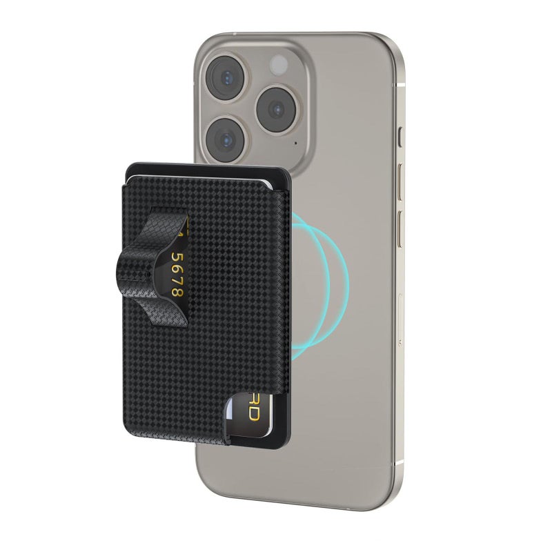UOEPOWA Magnetic Wallet Stand & Phone Grip, Slim 2-Card Holder Compatible with MagSafe iPhone 16/15/14/13/12 – Black - Image 2