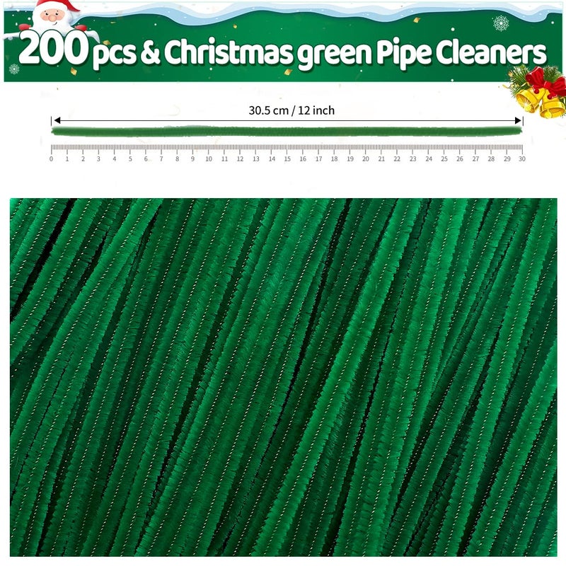 IOOLEEM Iooleem 200pcs Christmas Green Pipe Cleaners, Chenille Stems, Pipe Cleaners for Crafts, Pipe Cleaner Crafts, Art and Craft Supplies.  - Image 2