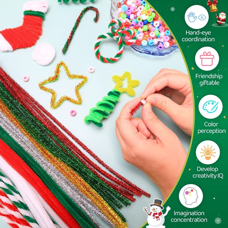 IOOLEEM Iooleem 200pcs Christmas Green Pipe Cleaners, Chenille Stems, Pipe Cleaners for Crafts, Pipe Cleaner Crafts, Art and Craft Supplies.  - Image 3