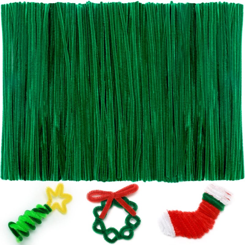 IOOLEEM Iooleem 200pcs Christmas Green Pipe Cleaners, Chenille Stems, Pipe Cleaners for Crafts, Pipe Cleaner Crafts, Art and Craft Supplies.  - Image 1